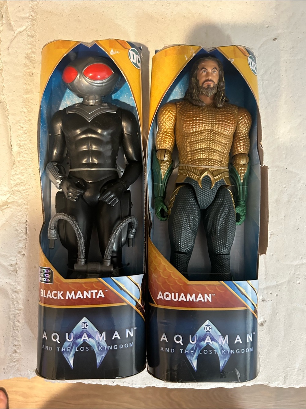 DC Aquaman and Black Manta Figures - Gold, Black, Green, Red